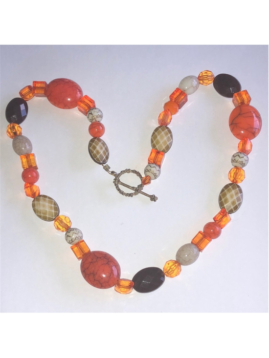 Unbranded Jewelry - Colorful Orange Faux Stone Beaded Boho Necklace